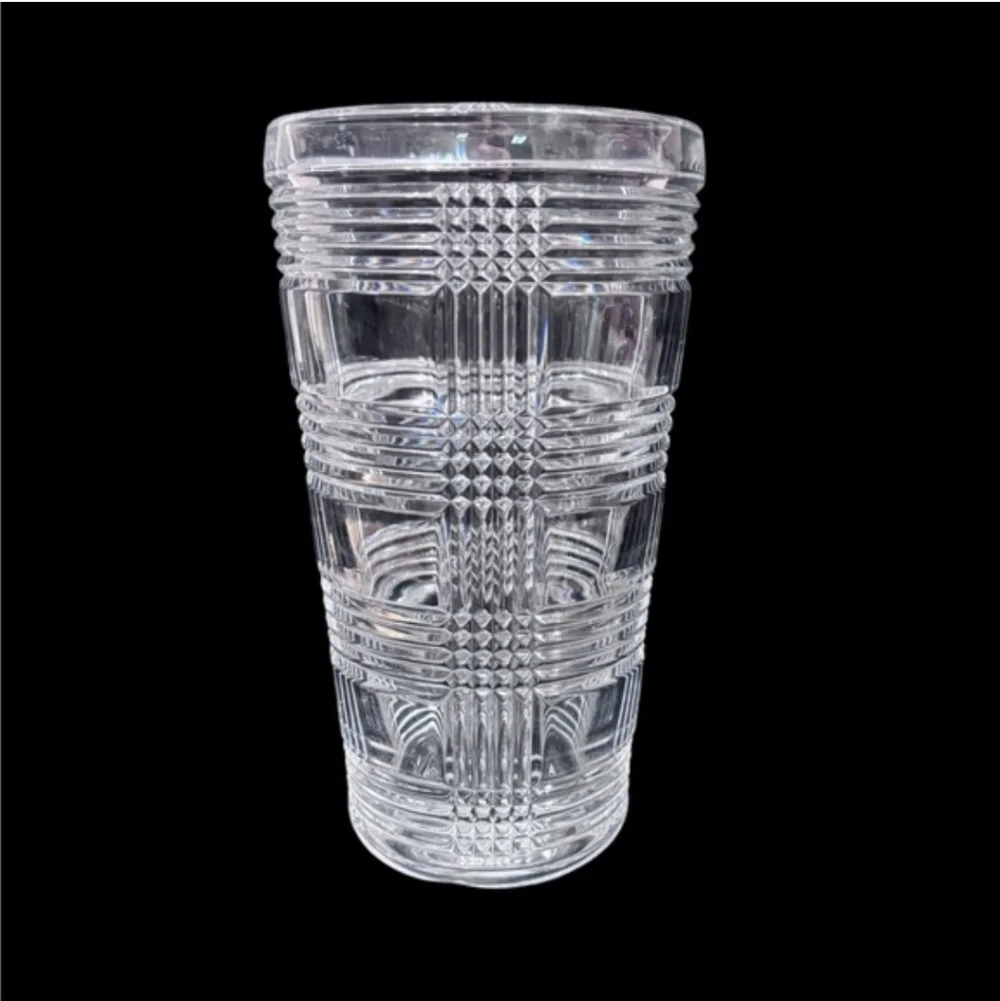 RALPH LAUREN CRYSTAL 10” Glen Plaid Cut Crystal Vase